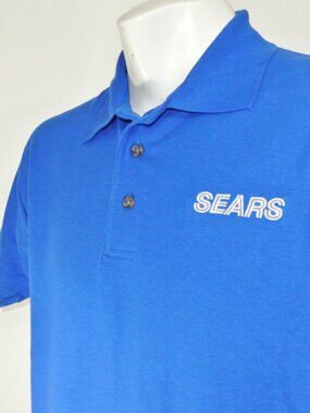 SEARS Department Store Employee Uniform Men's Blue Polo Shirt Size XL